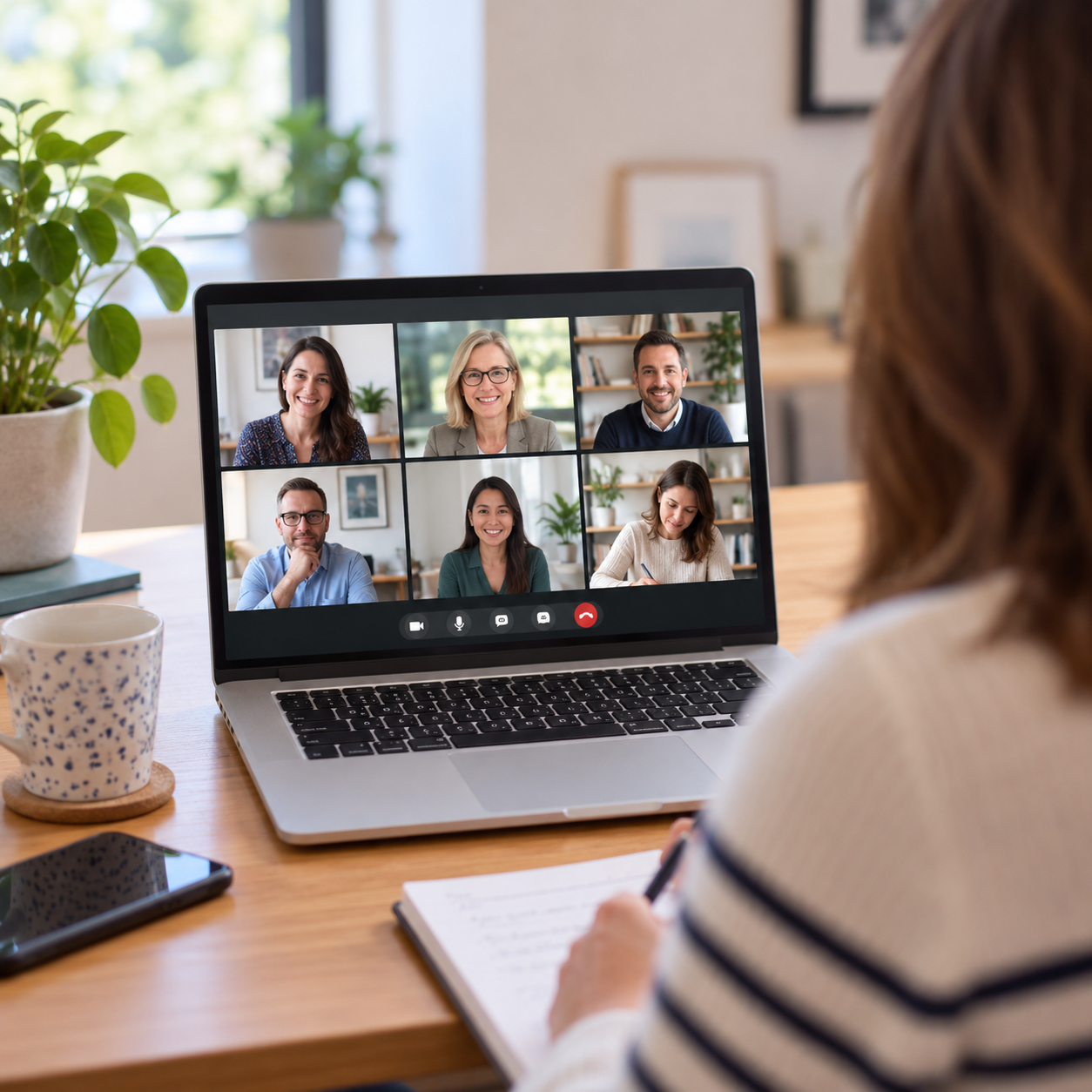 A person taking part in an online Lunch Hour Link Up video call